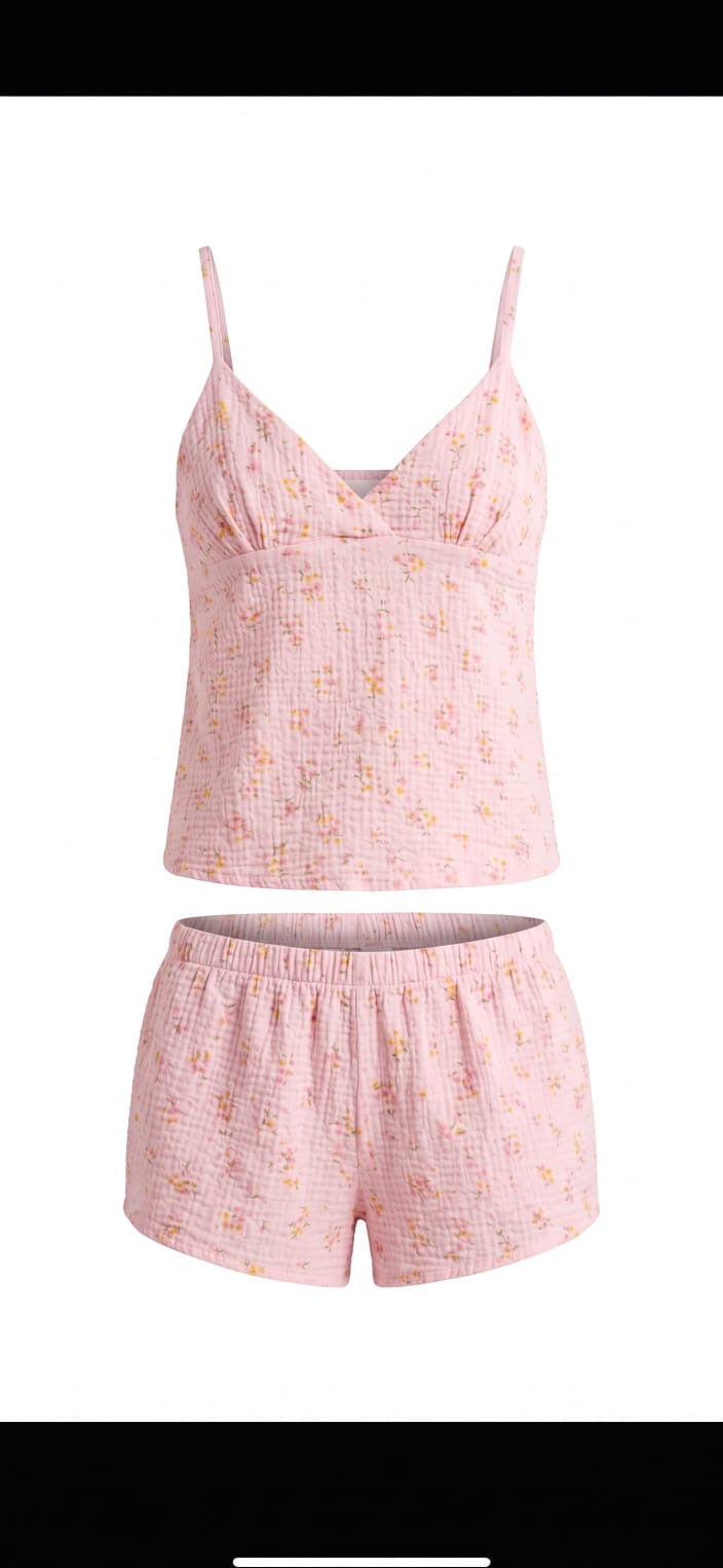 Pink Cotton Pajama Shorts
