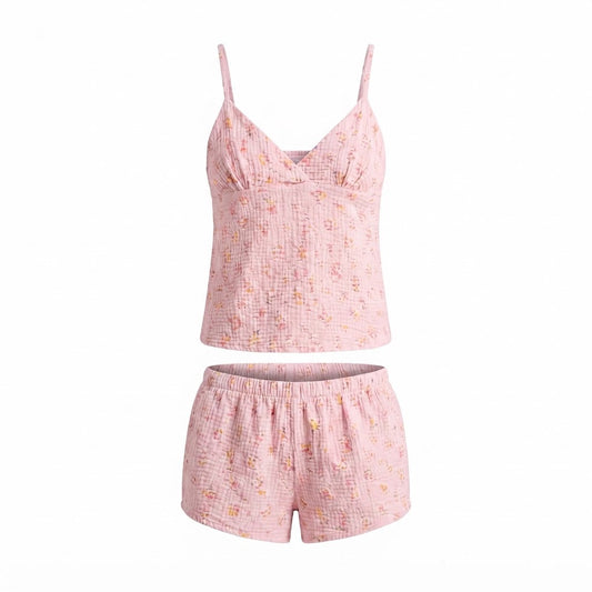 Pink Cotton Pajama Shorts
