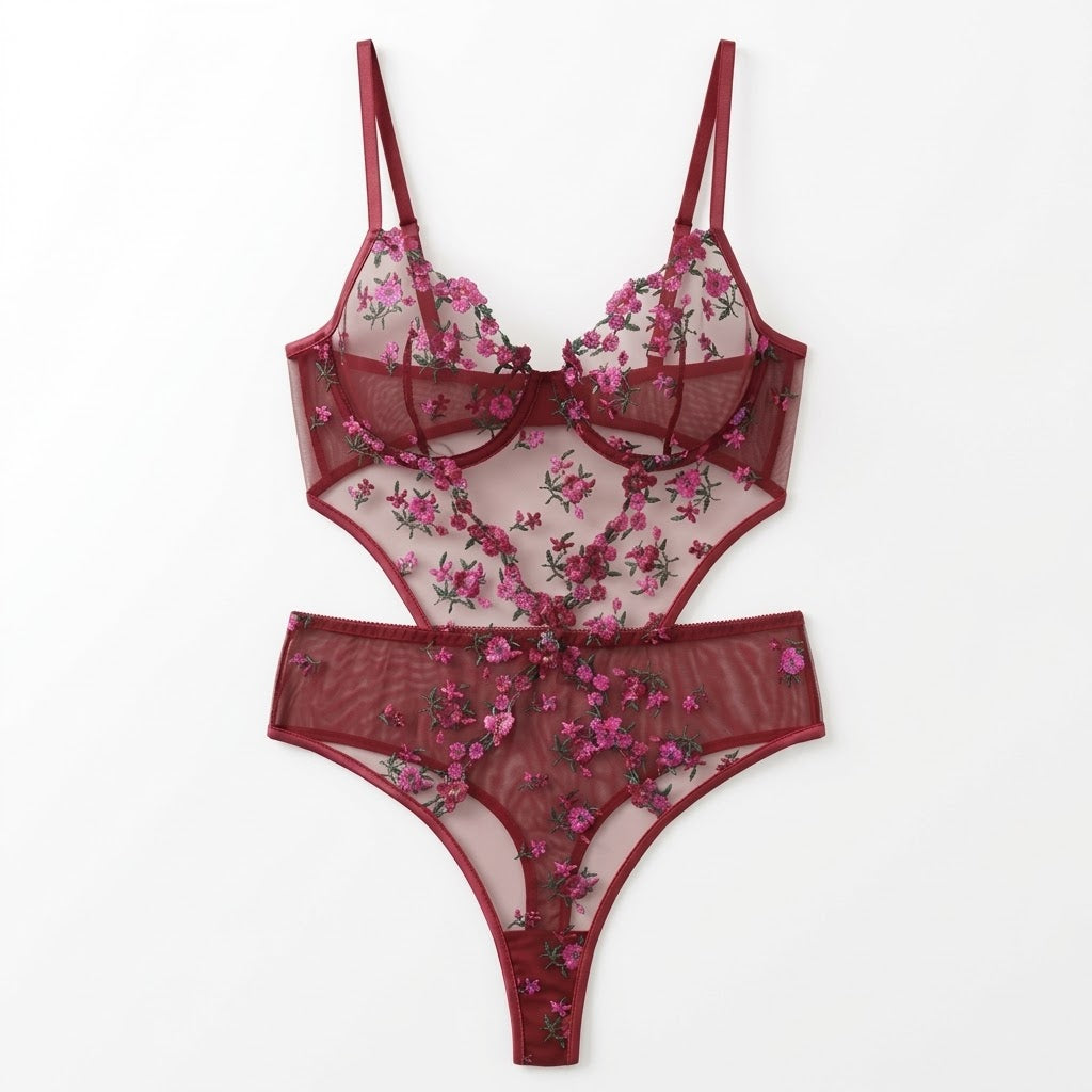 Burgundy Blossom Bodysuit