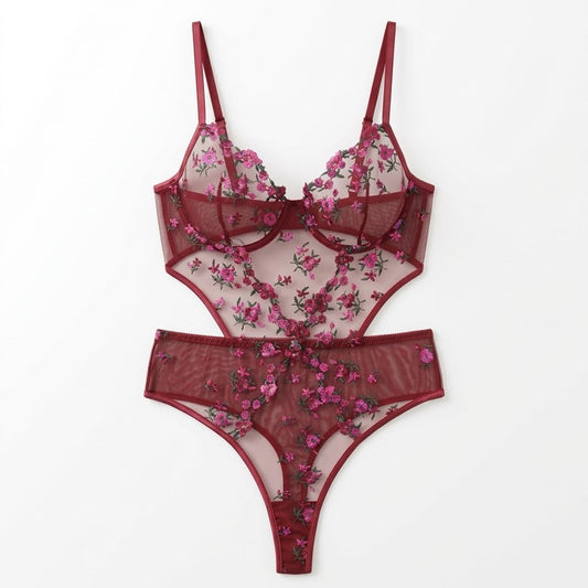 Burgundy Blossom Bodysuit