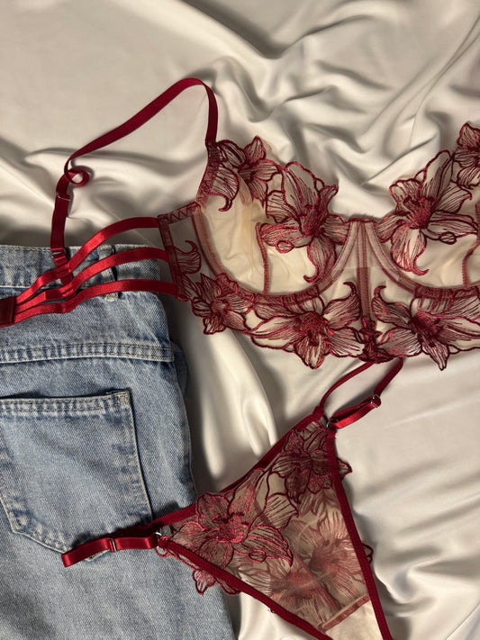 Burgundy Bloom Corset