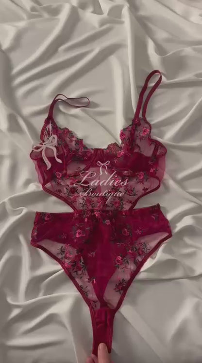 Burgundy Blossom Bodysuit