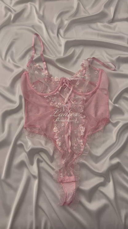 Rosé Lace Corset Bodysuit